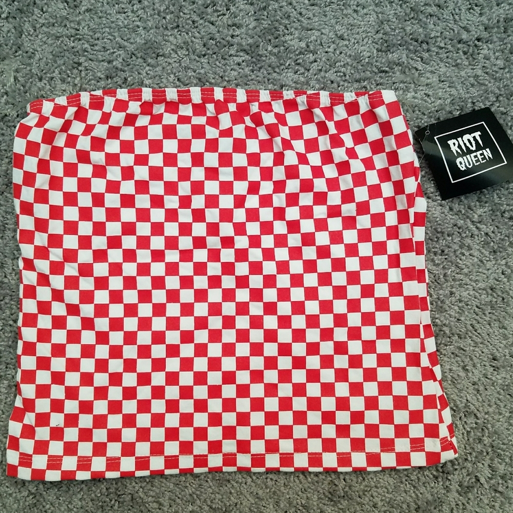 *2Pack* Red, black, & White Checkered Tube Tops